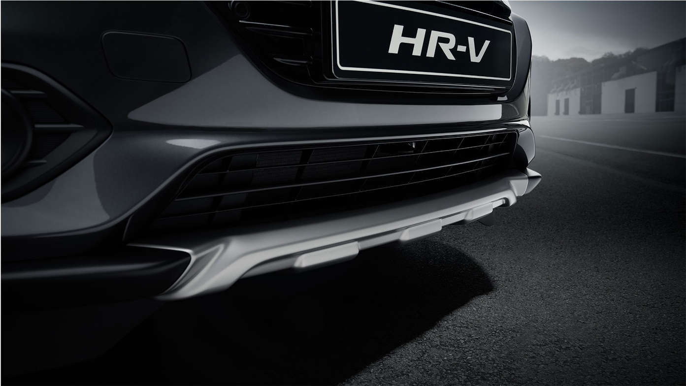 Honda HR-V, Nahaufnahme Stossfängerverkleidung vorn in Titanlackierung.