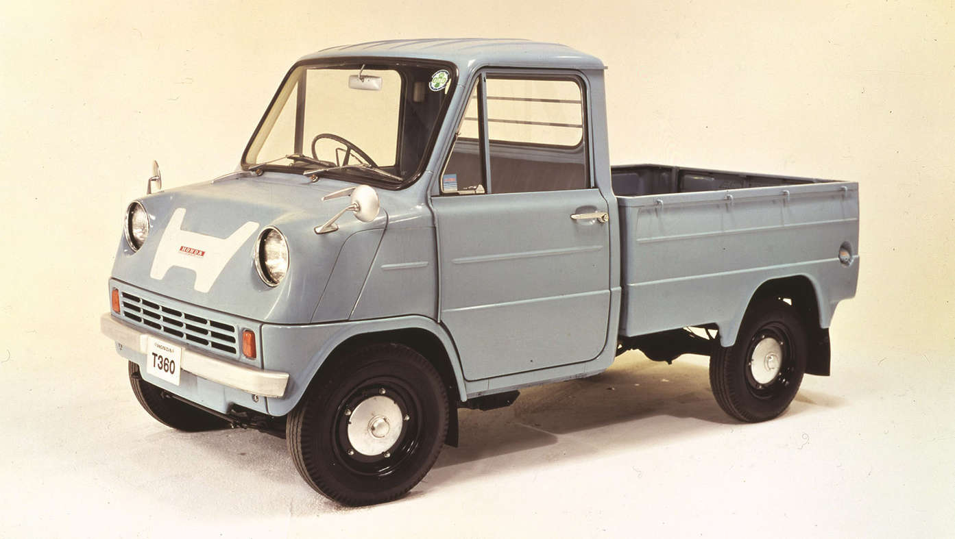 Honda Lkw aus den 1960er Jahren, 3/4-Frontansicht.